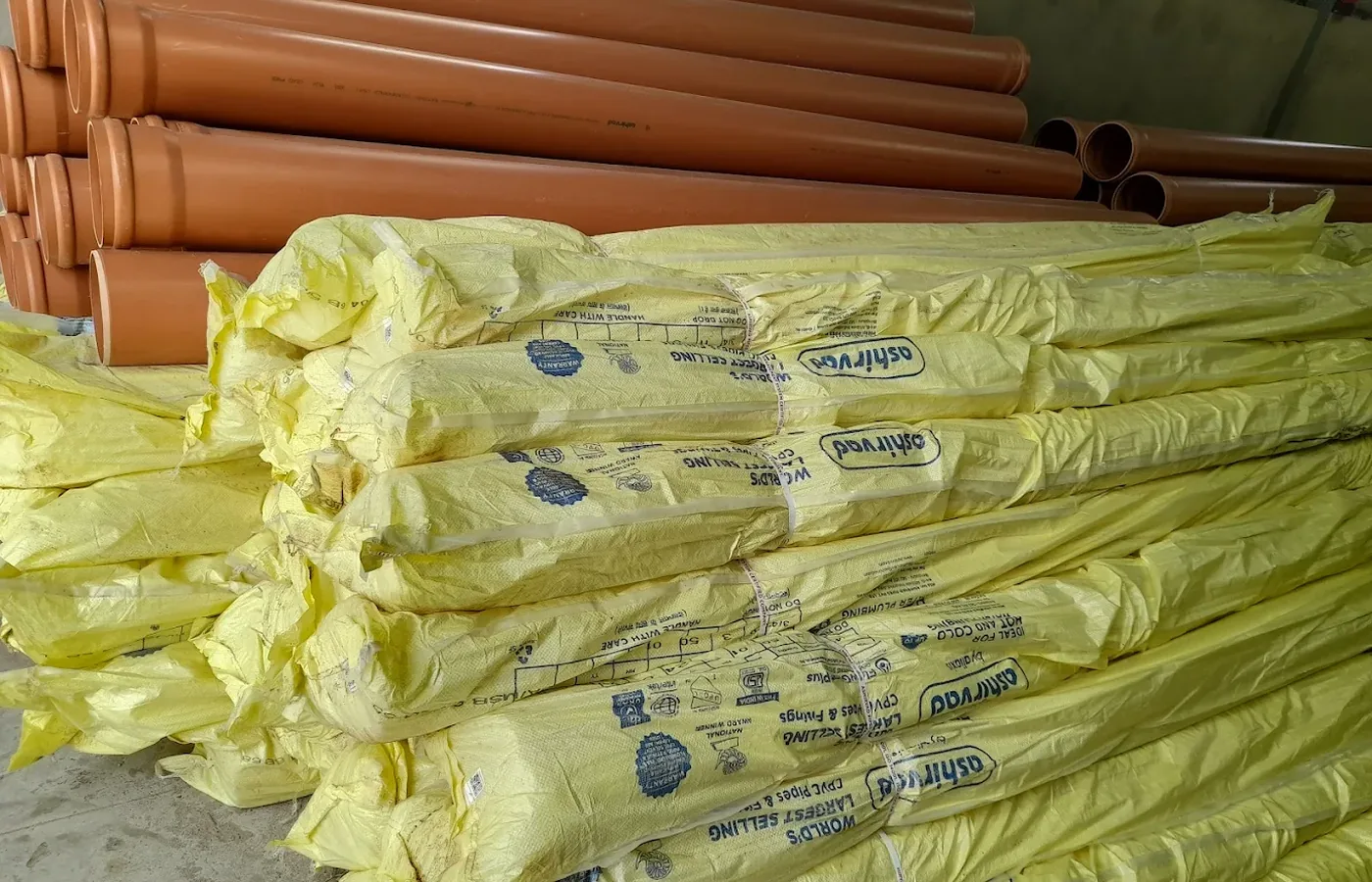 Ashirvad CPVC pipes and fittings bundled for dispatch