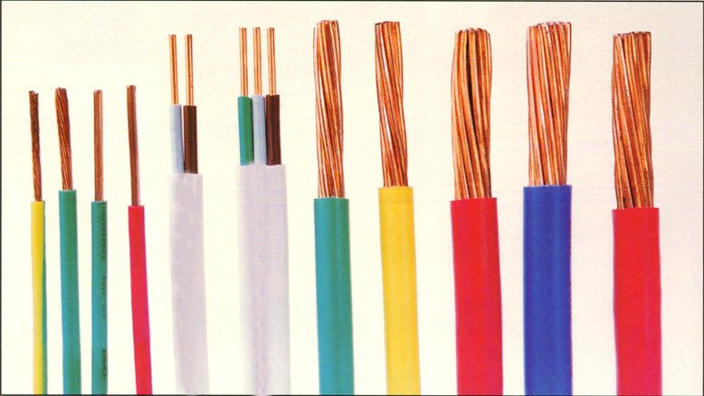 Copper electrical wires in various gauges and insulation colours for residential use