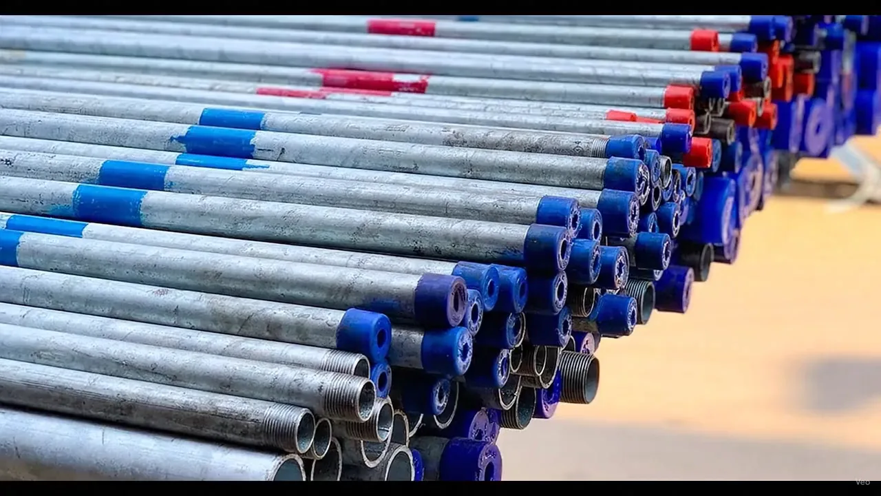 Galvanized threaded GI pipe bundles with end protectors