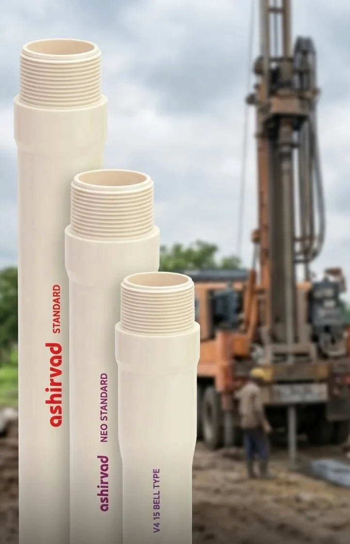 Ashirvad borewell column pipes with drilling rig